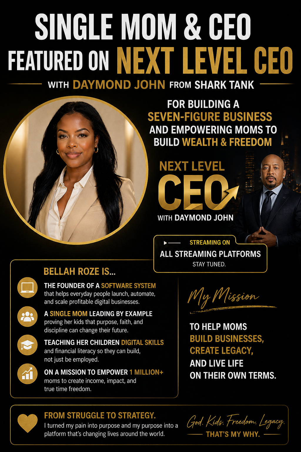 Queen Aariah featured on Next Level CEO with Daymond John from Shark Tank